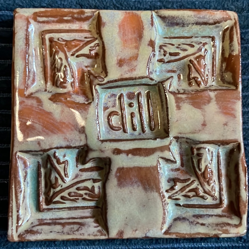 DILL TileSmile 3x3 Decorative Handmade Ceramic Green Blue Tile